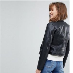 STRADIVARIUS COLLARLESS BIKER JACKET